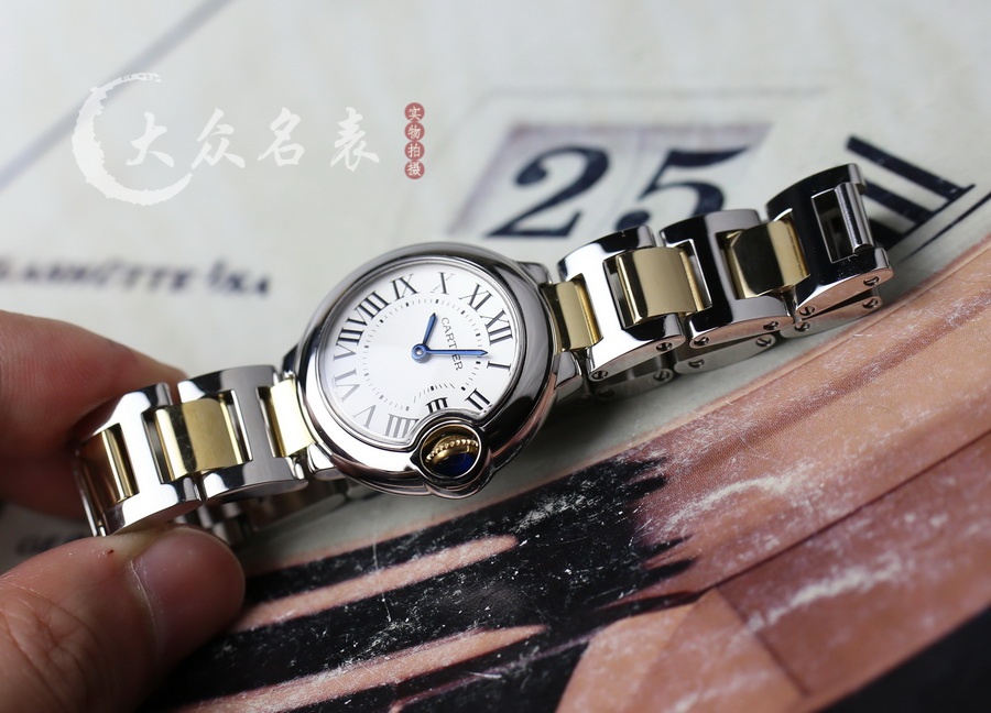 V6廠藍氣球小號間黃金鋼帶款W69007Z3（28mm） 第4张