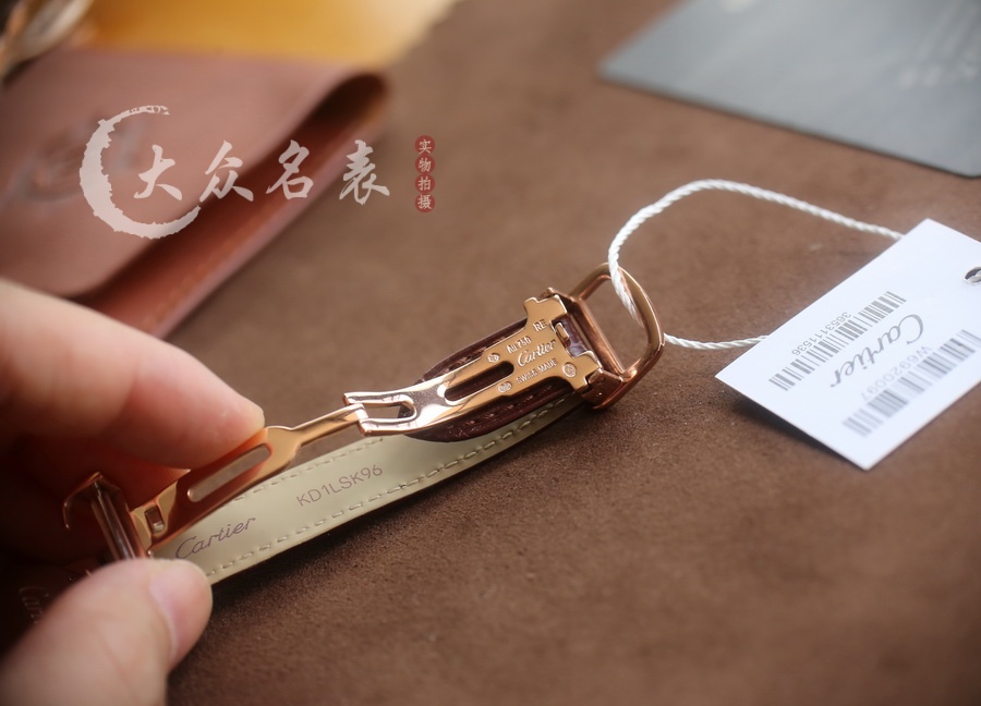 AF廠卡地亞藍氣球玫瑰金皮帶款W6920097女表（33mm） 第8张