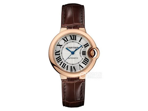 AF廠卡地亞藍氣球玫瑰金皮帶款W6920097女表（33mm）