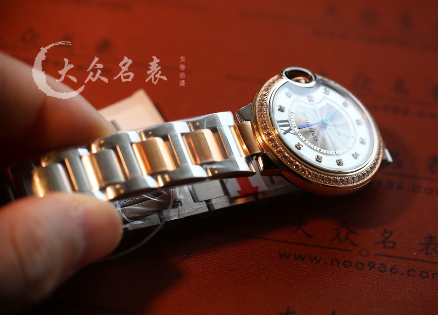 AF廠卡地亞藍氣球間玫瑰金鑲鉆WE902077女表（33mm） 第8张