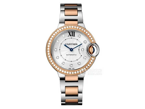 AF廠卡地亞藍氣球間玫瑰金鑲鉆WE902077女表（33mm）